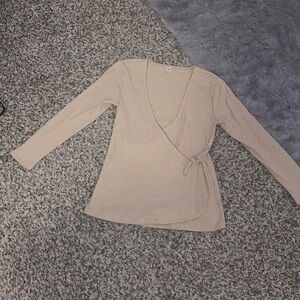 Old Navy Beige Wrap Blouse